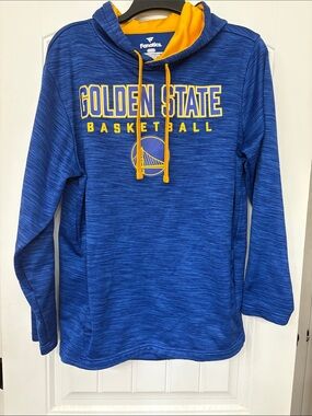 Fanatics Blue and Yellow Golden State Basketball Hoodie. Men’s size Medium